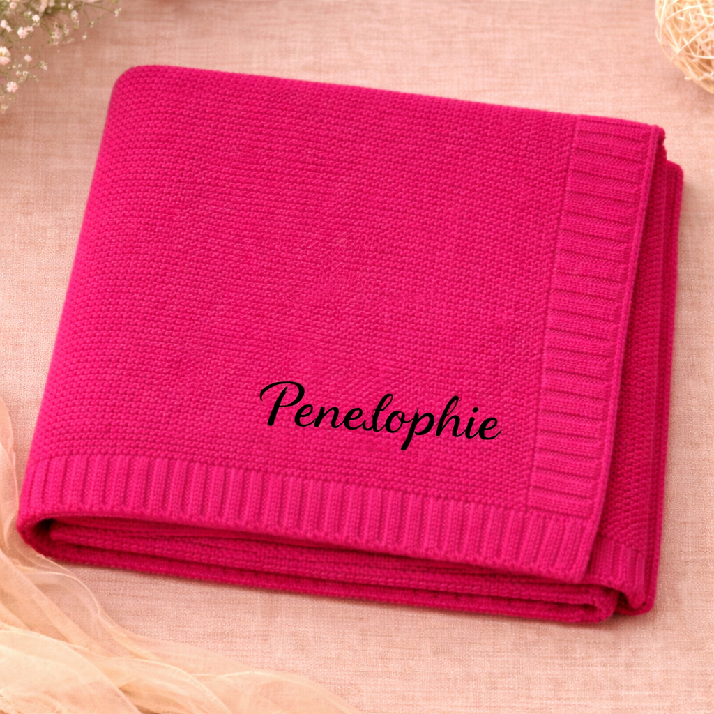 Personalized Baby Blanket – Miękki i wyjątkowy – bawełniany koc z indywidualnym haftem