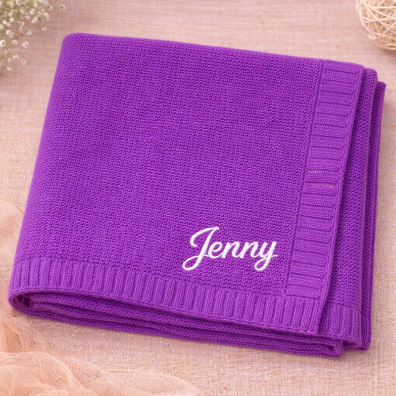 Personalized Baby Blanket – Miękki i wyjątkowy – bawełniany koc z indywidualnym haftem
