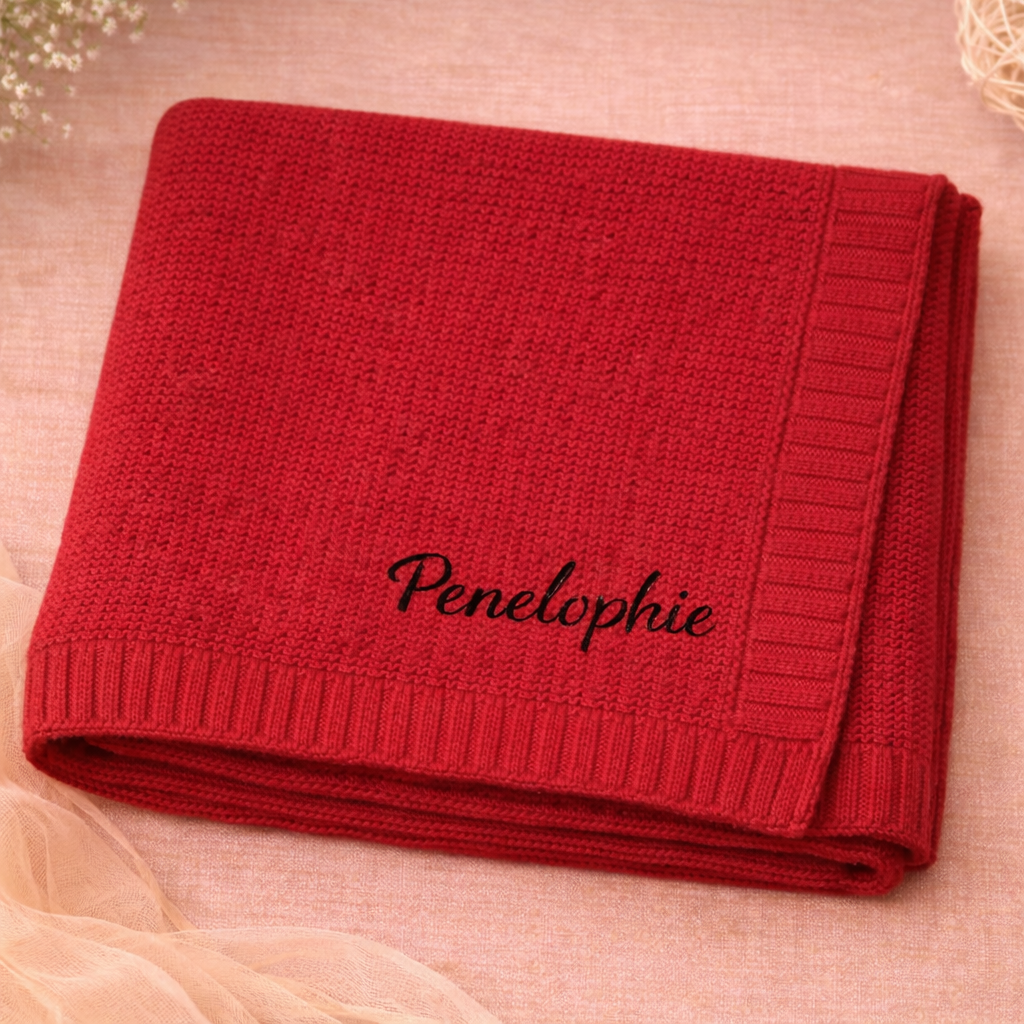 Personalized Baby Blanket – Miękki i wyjątkowy – bawełniany koc z indywidualnym haftem