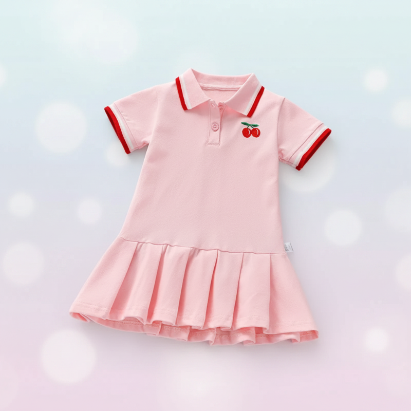 PetitJoy – Wygodna i stylowa – sukienka polo z nadrukiem wiśni