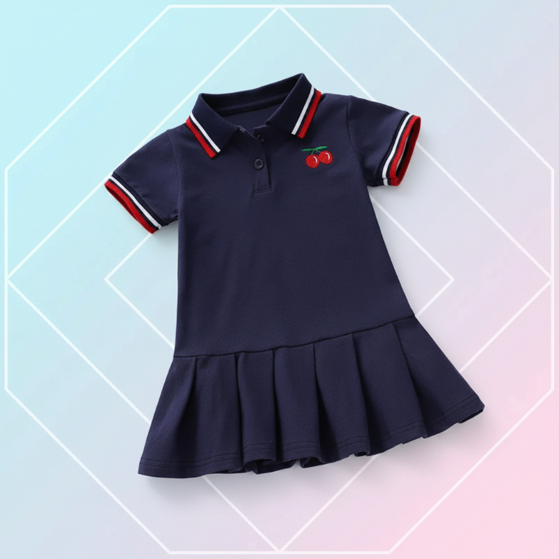 PetitJoy – Wygodna i stylowa – sukienka polo z nadrukiem wiśni