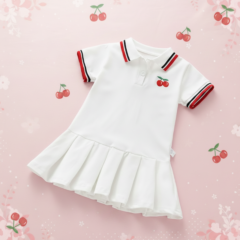 PetitJoy – Wygodna i stylowa – sukienka polo z nadrukiem wiśni