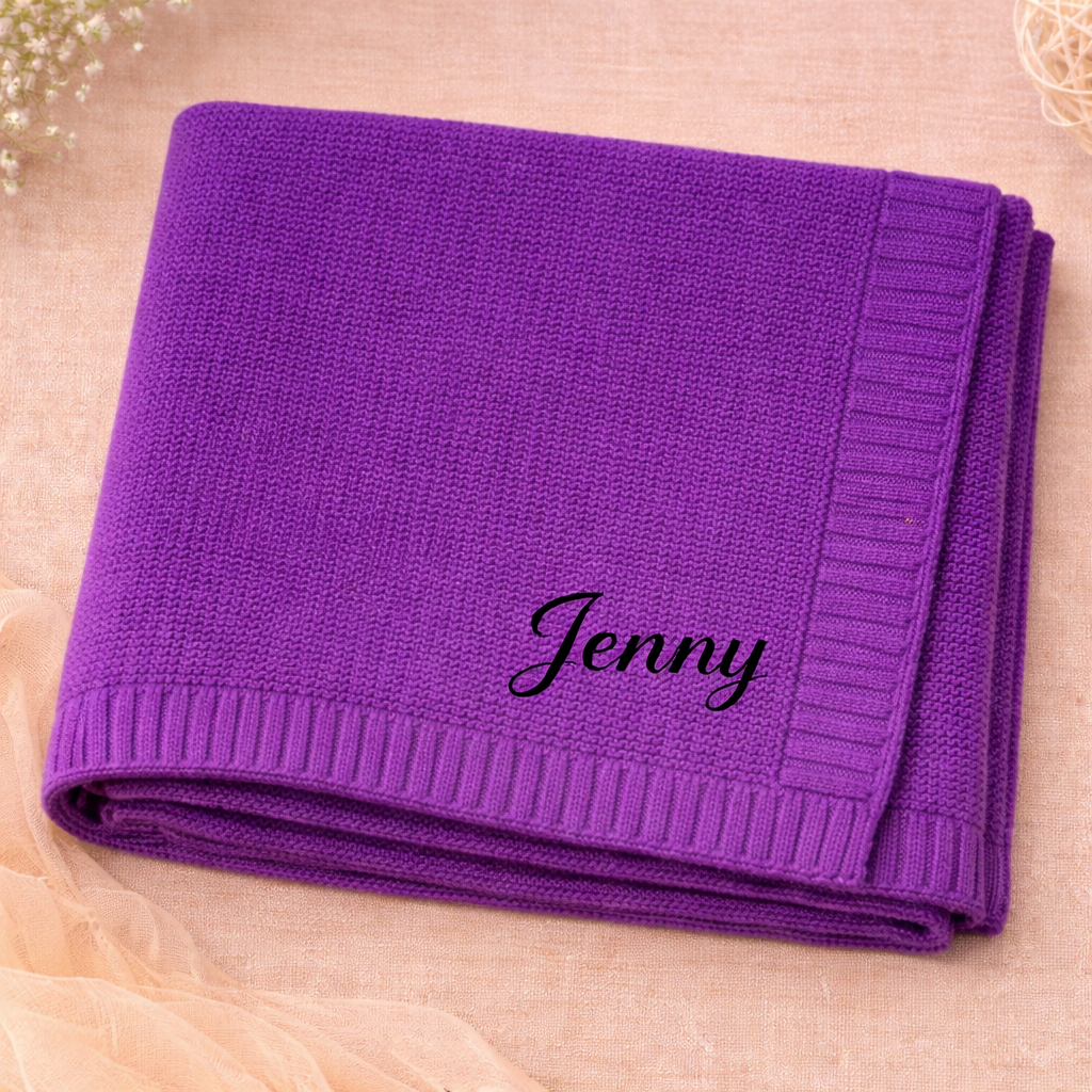 Personalized Baby Blanket – Miękki i wyjątkowy – bawełniany koc z indywidualnym haftem