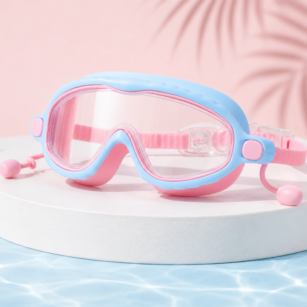 AquaVision – Regulowana ochrona przed kondensacją i promieniowaniem UV – silikonowe okulary pływackie z zatyczkami do uszu