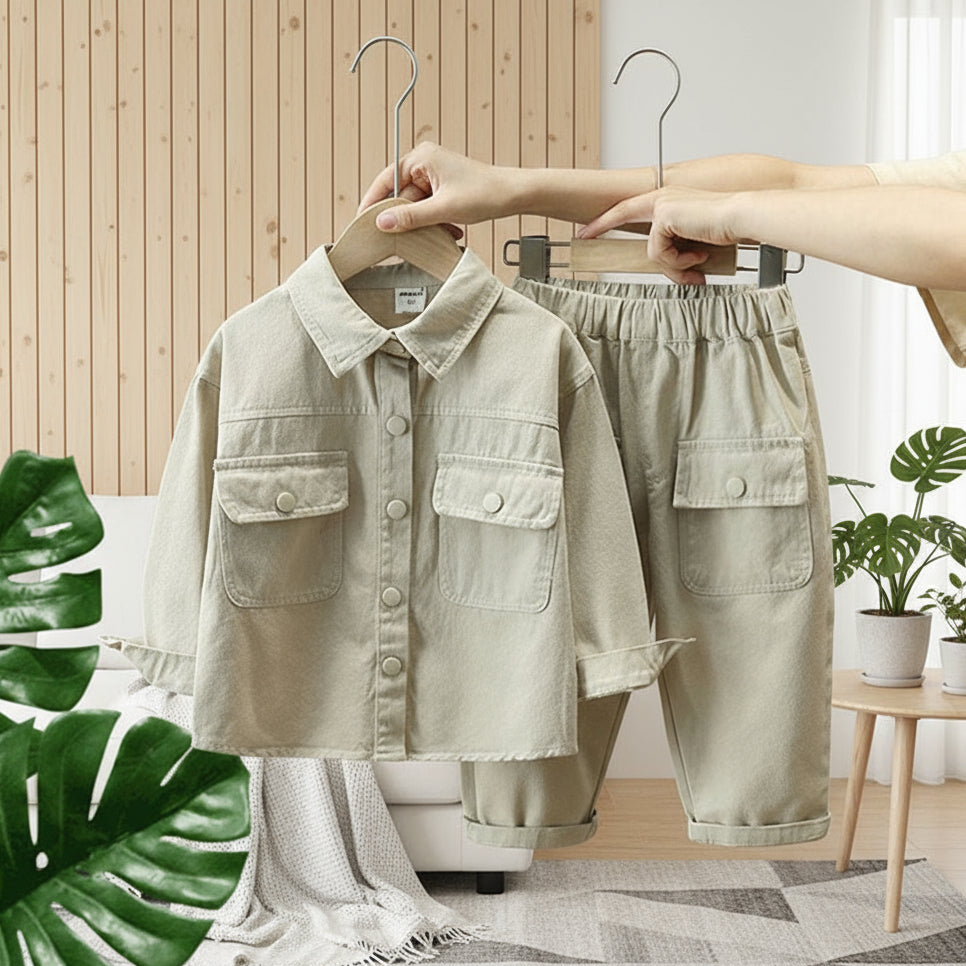 LittleExplorer – Wygodne i stylowe – zestaw spodni i koszuli dla dzieci