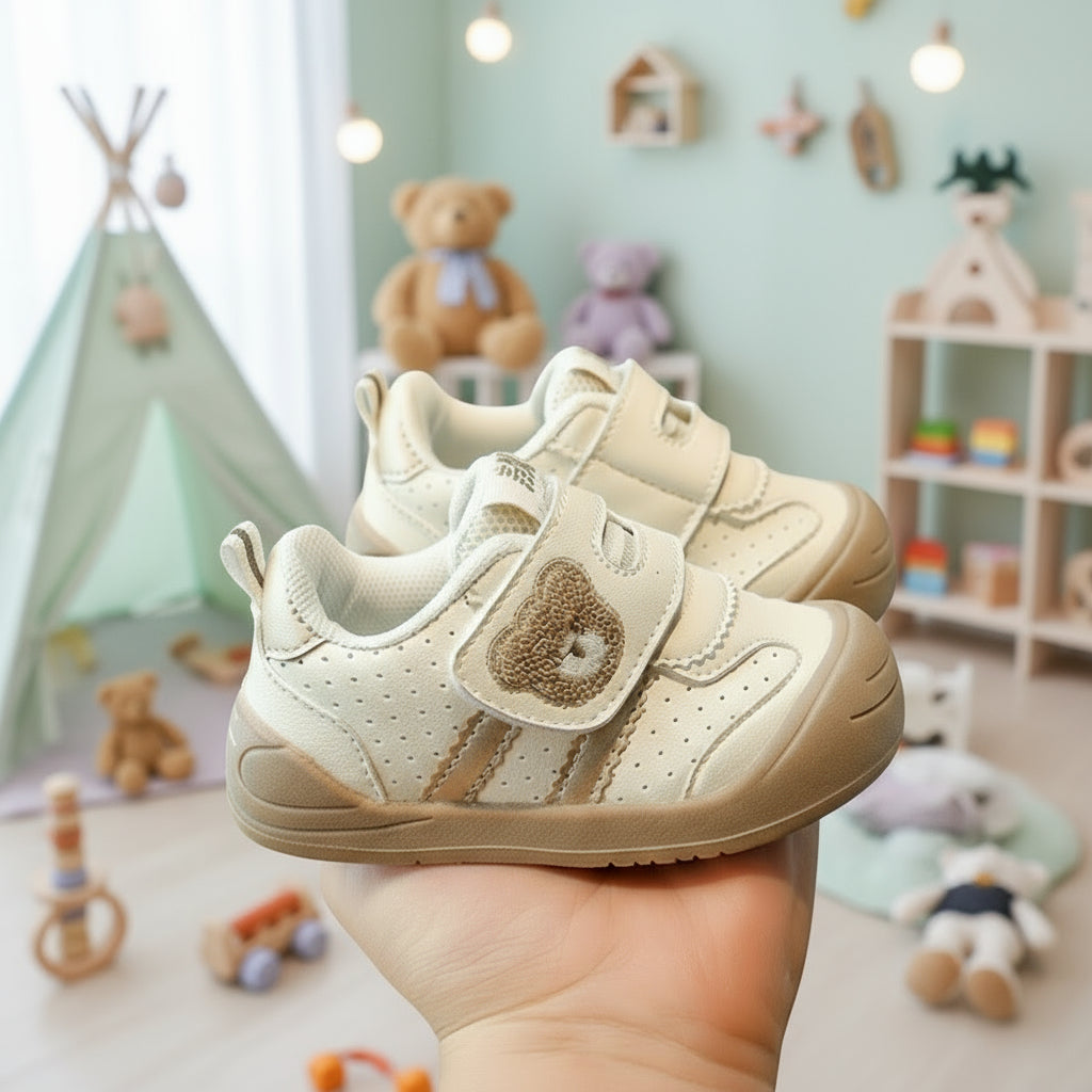 KinderMove – Wytrzymałe i elastyczne - trampki na rzepy z motywem niedźwiedzia