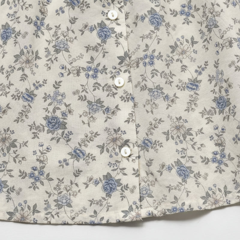 Vine Print Blouse – Lekka i urocza – dziecięca bluzka z bufiastymi rękawami