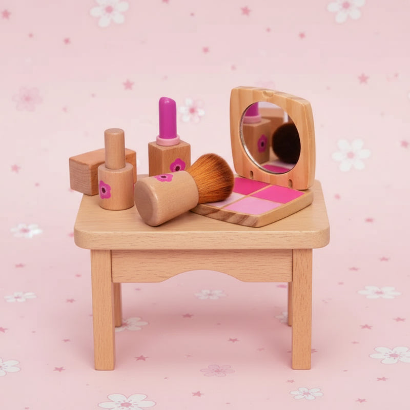 Wooden Makeup Play Set – Kreatywność i zabawa w odgrywanie ról – drewniany zestaw do makijażu
