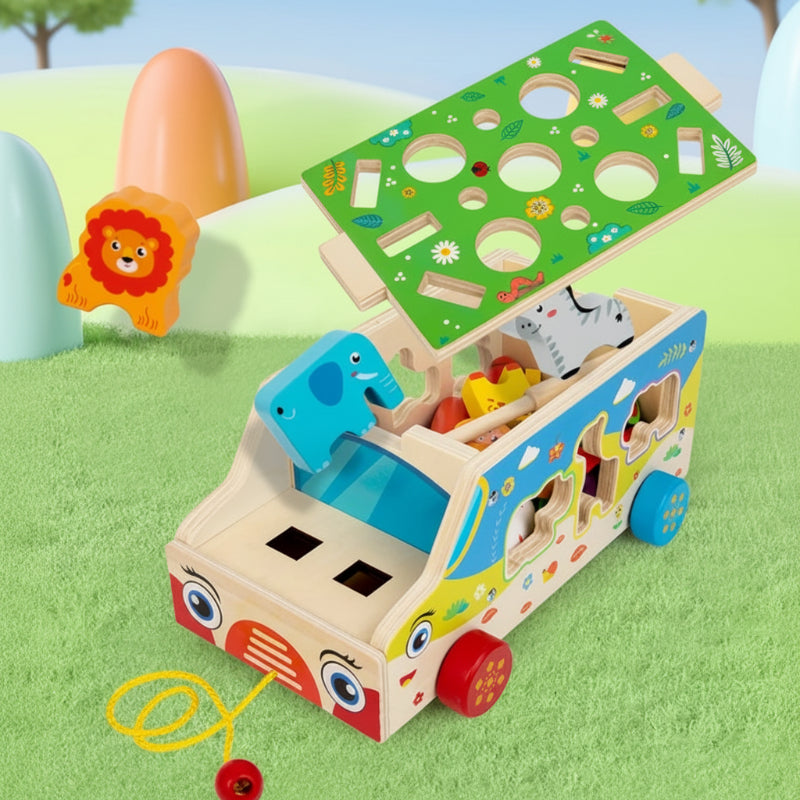 Montessori Animal Matching Toy – Edukacyjne i interaktywne – wózek z puzzlami