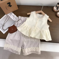 Thumbnail for Sleeveless Tops & Pants – Delikatny i stylowy – letni zestaw odzieży dziecięcej