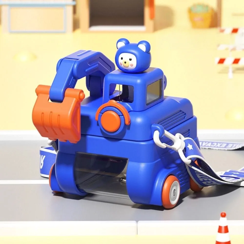 TinyExcavators – Wyjątkowa i funkcjonalna – butelka na wodę w kształcie koparki z słomką