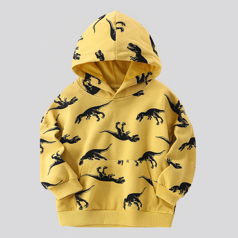 DinoStyle – Ciepła i oddychająca bluza z kapturem z nadrukiem triceratopsa