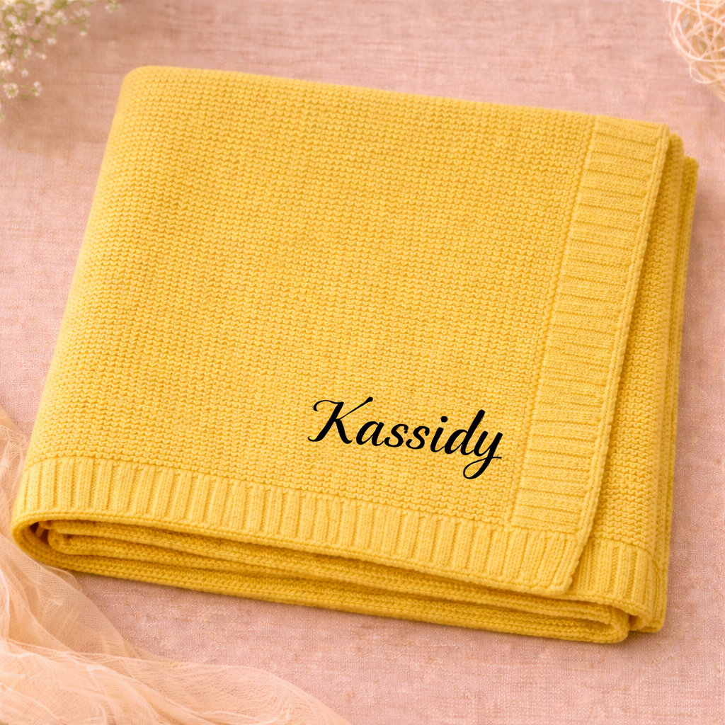 Personalized Baby Blanket – Miękki i wyjątkowy – bawełniany koc z indywidualnym haftem
