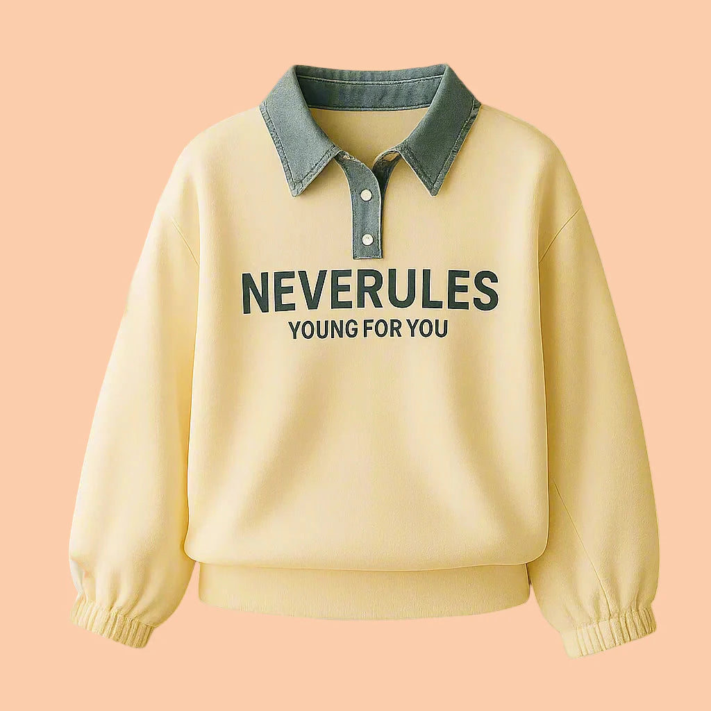 FashionKids – Stylowe i zabawne – koszulka polo z denimowym kołnierzem