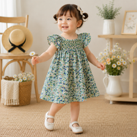 Thumbnail for Floral Dress – Lekka i zwiewna – sukienka dla dziewczynek z falbanowymi rękawami