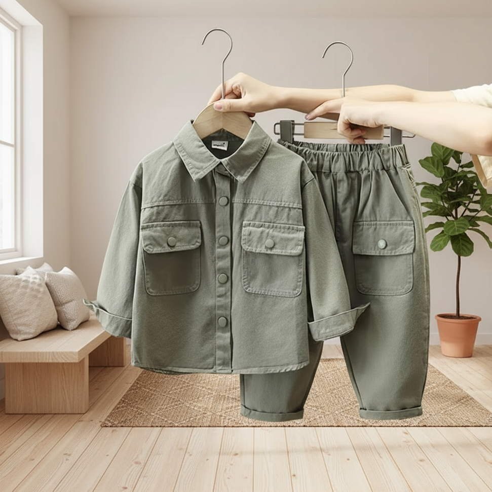 LittleExplorer – Wygodne i stylowe – zestaw spodni i koszuli dla dzieci