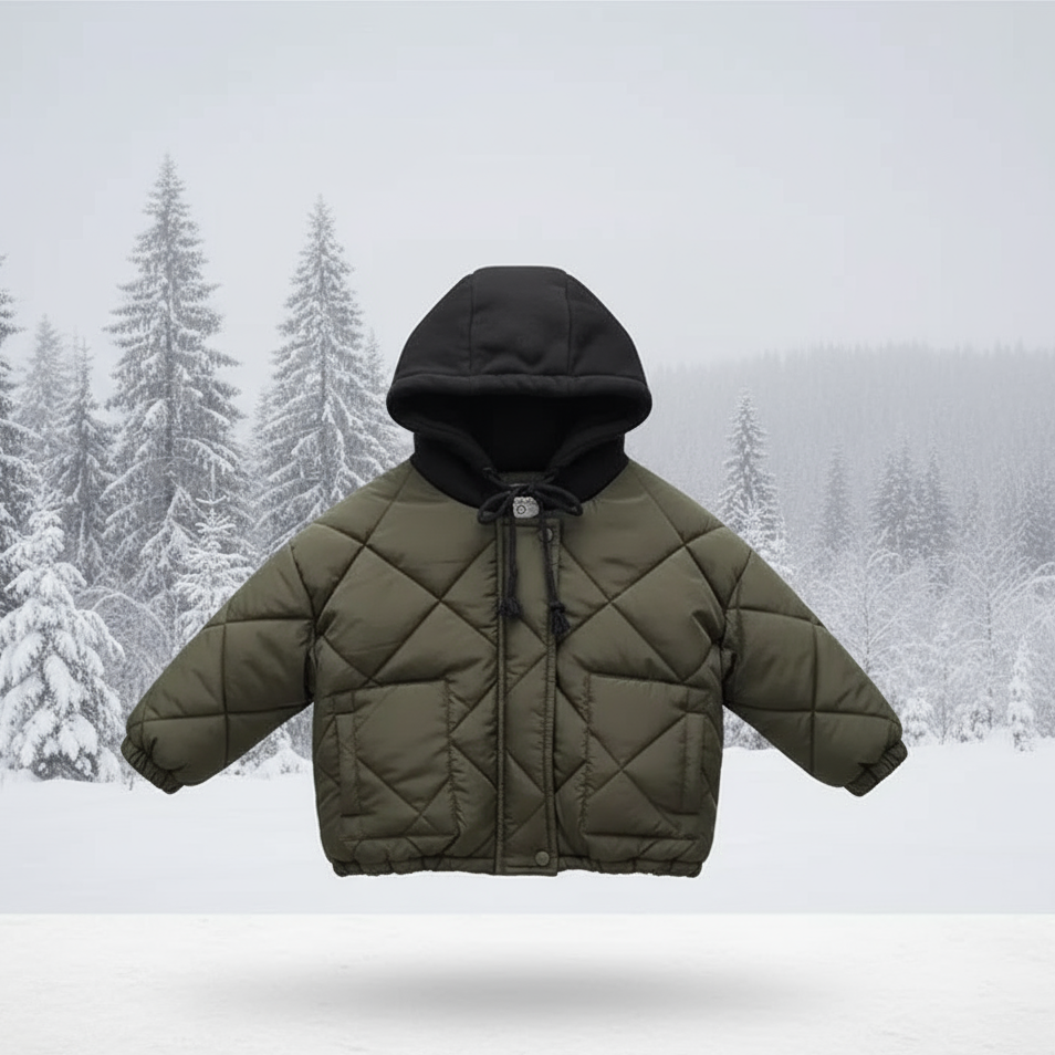 CozyShield – Ciepła i wytrzymała – pikowana kurtka z kapturem