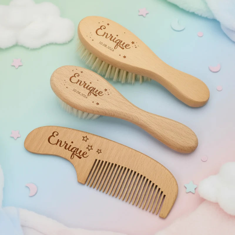 Personalized Hairbrush – Delikatny i wyjątkowy – spersonalizowany zestaw szczotek do włosów dla niemowląt