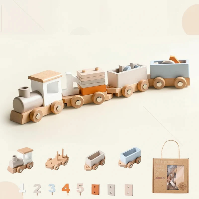 TrainCount –  Klasyczne i edukacyjne – drewniany pociąg Montessori