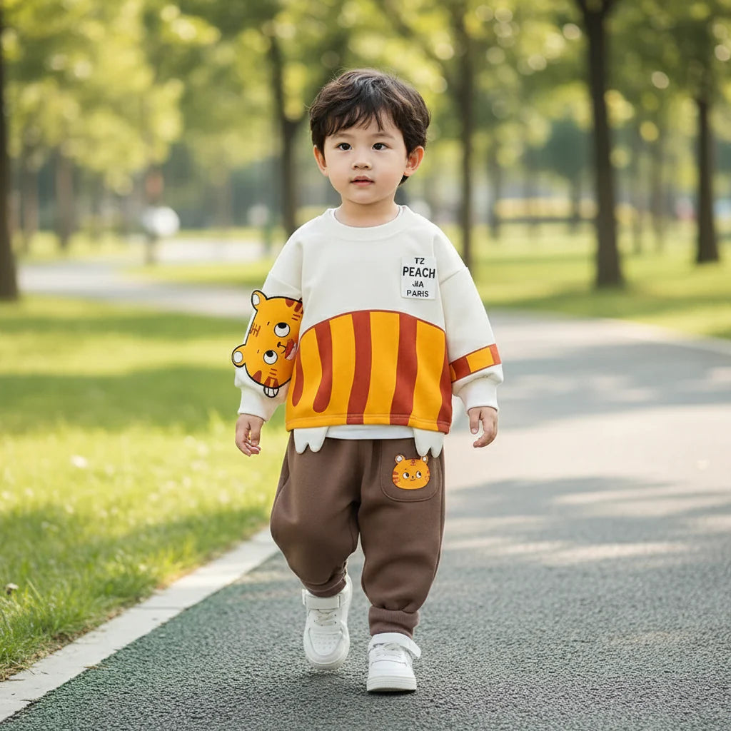 Mini Fashion™ - Ciepły i miękki – dwuczęściowy zestaw odzieży dziecięcej
