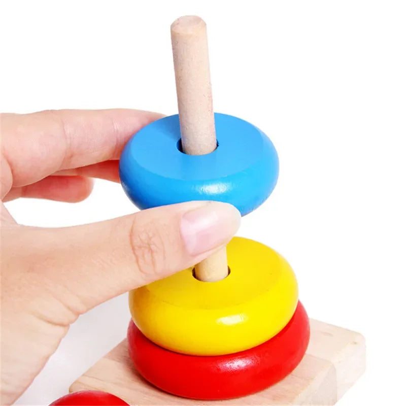 Rainbow Stacker™ - Tęczowa wieża - Drewniana układanka sensoryczna