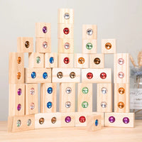 Thumbnail for Rainbow Gem Stacking Blocks – Kreatywne i edukacyjne – zestaw drewnianych klocków do układania