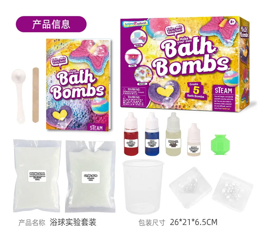 BathBombs – Kolorowe i edukacyjne – zestaw do samodzielnego wykonania kulek musujących do kąpieli