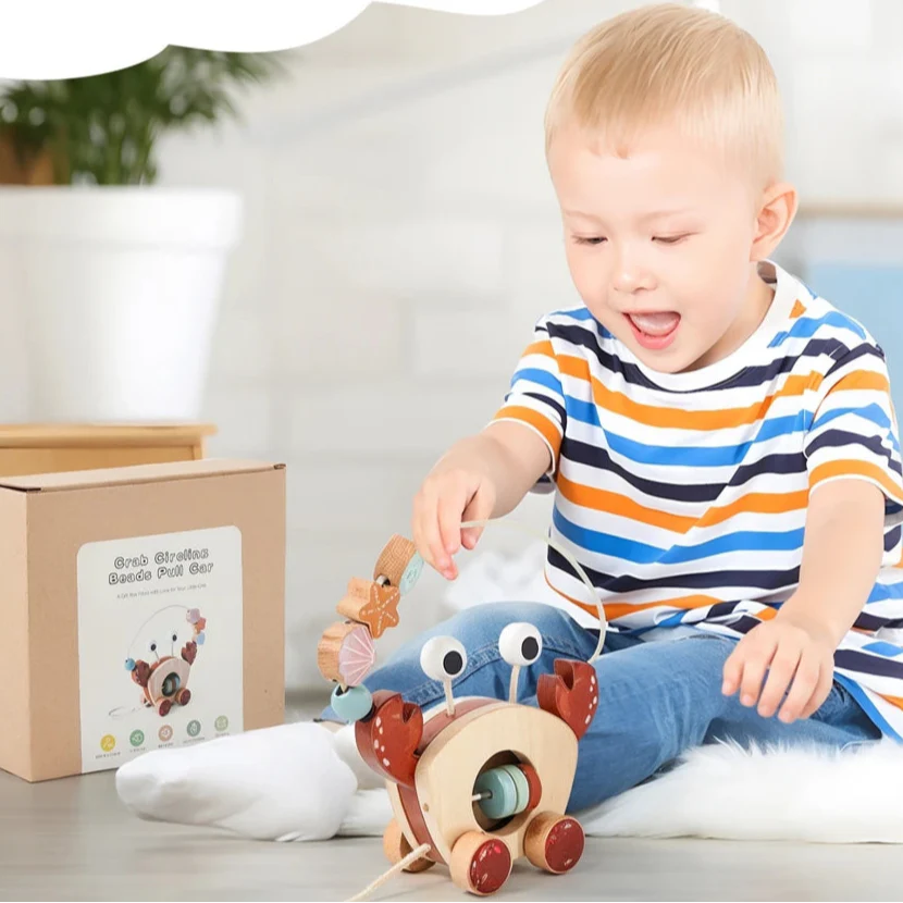 Crab Pull Toy™ – Zabawa i nauka – Drewniany krab