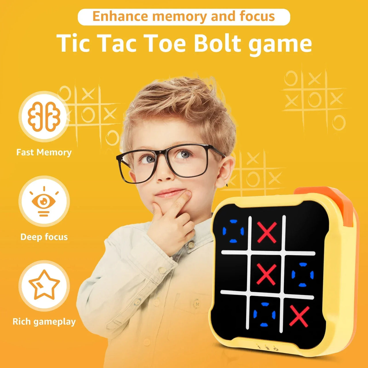 Tic Tac Toe Game™ - Wzmocnienie pamięci i umiejętności rozwiązywania problemów - Elektroniczny Boter-Kaas & Eggs