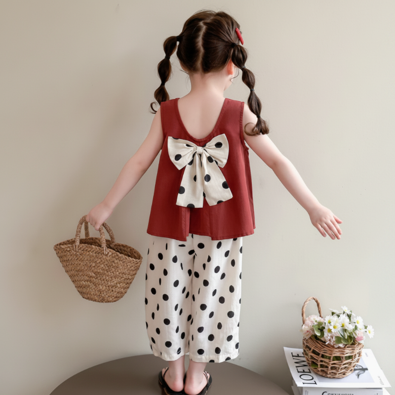 Sleeveless Tops & Pants – Delikatny i stylowy – letni zestaw odzieży dziecięcej