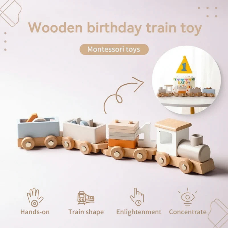 TrainCount –  Klasyczne i edukacyjne – drewniany pociąg Montessori