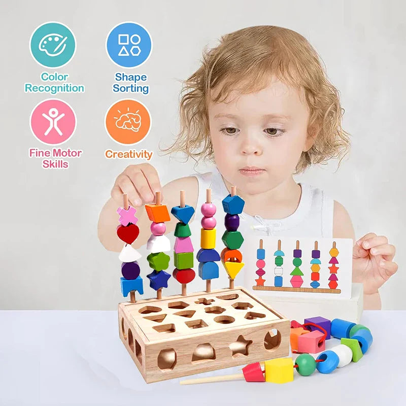 Woods™ - Wspieranie kreatywności i doskonalenie umiejętności - kolorowy zestaw puzzli Montessori