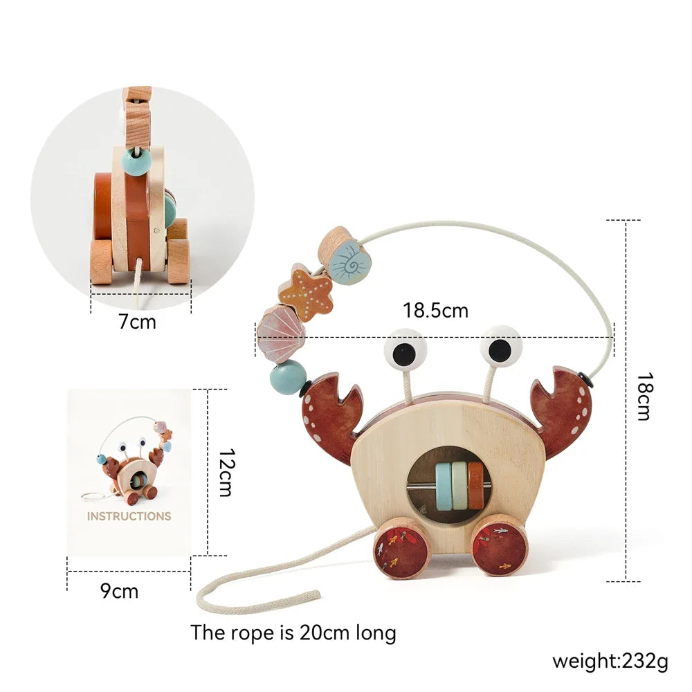 Crab Pull Toy™ – Zabawa i nauka – Drewniany krab