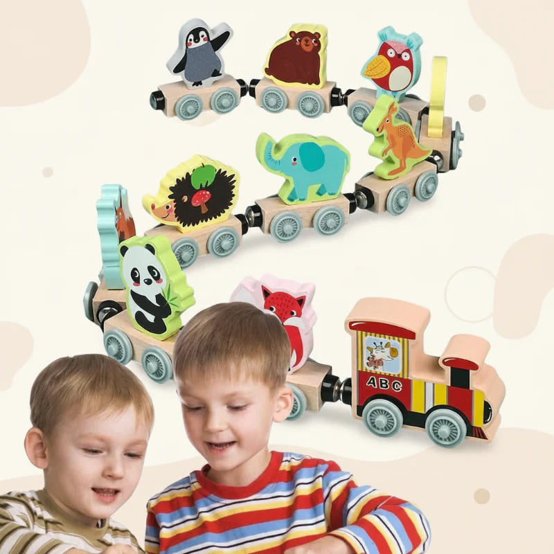 MagniZoo – Schattig & Hout – Magnetyczny pociąg z zwierzętami