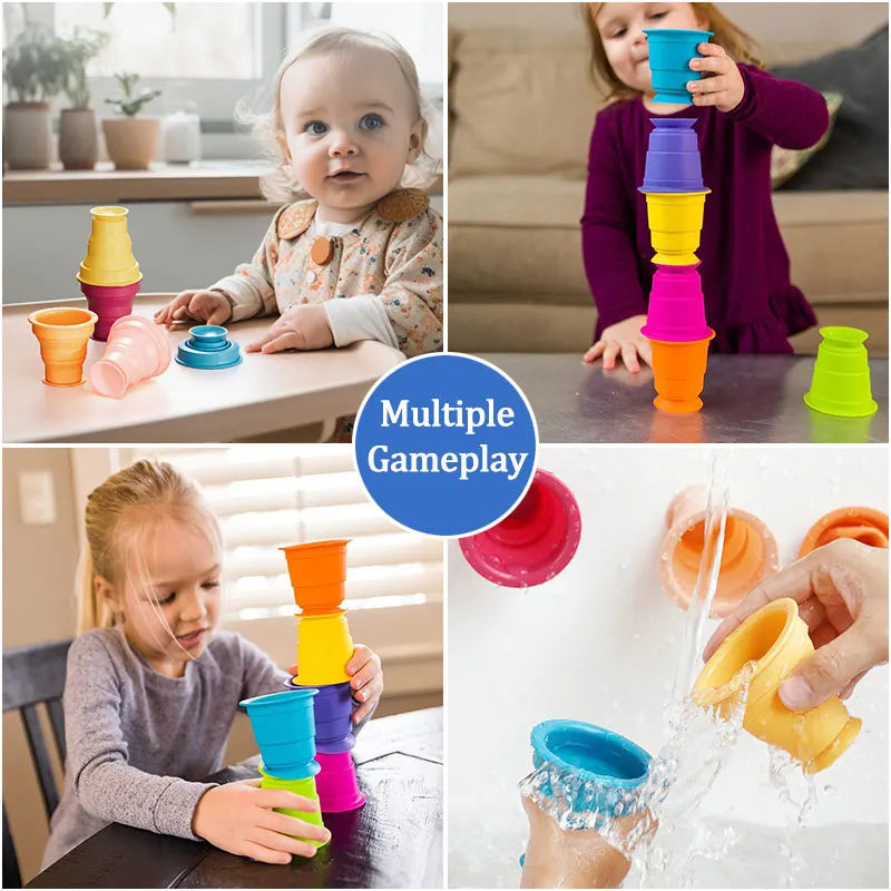 Rainbow Stacker Cups™ - Tęczowe kubki - Zabawka edukacyjna