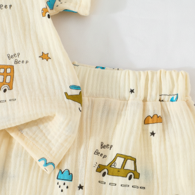 Dinosaur & Car Print Outfit – Stylowy i zabawny – letni zestaw ubrań