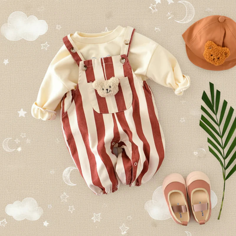 Striped Overall Romper – Miękkość i wygoda – kombinezon dziecięcy