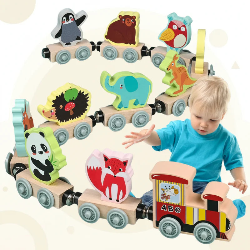 MagniZoo – Schattig & Hout – Magnetyczny pociąg z zwierzętami