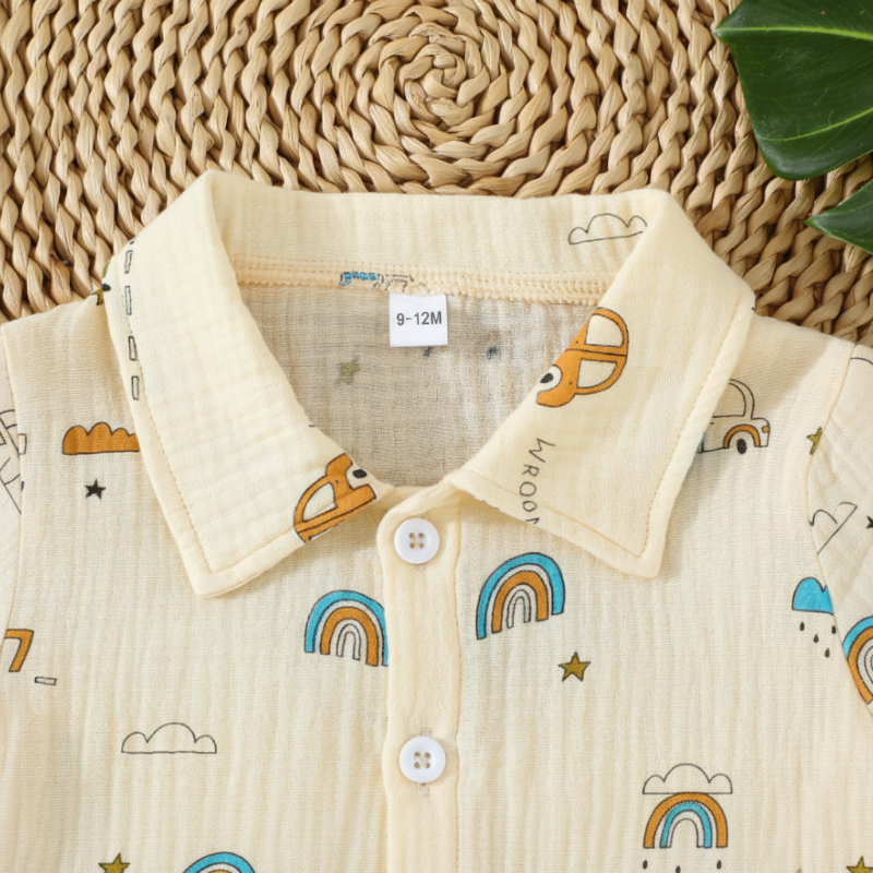Dinosaur & Car Print Outfit – Stylowy i zabawny – letni zestaw ubrań