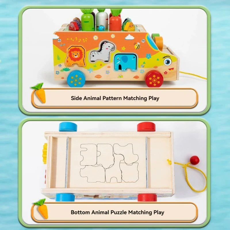 Montessori Animal Matching Toy – Edukacyjne i interaktywne – wózek z puzzlami