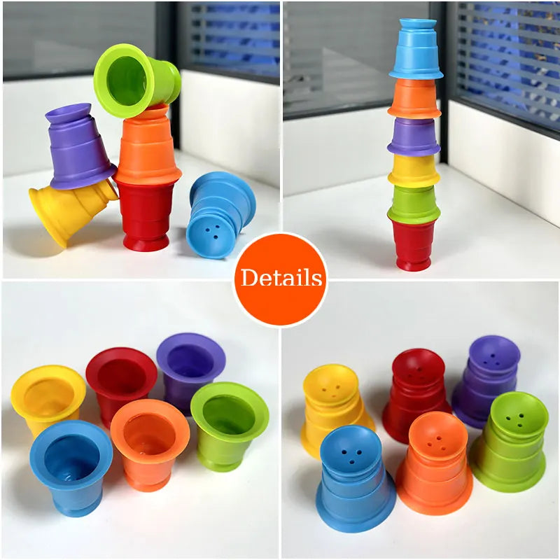 Rainbow Stacker Cups™ - Tęczowe kubki - Zabawka edukacyjna
