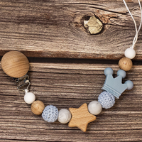 Thumbnail for Baby Pacifier Holder – Z imieniem – spersonalizowane koraliki drewniane i silikonowe