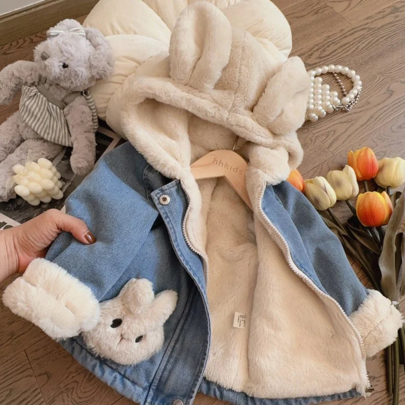 Girls Bunny Denim Coat – Ciepło i wygoda – kurtka dziecięca