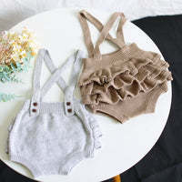 Thumbnail for Mini Fashion™ - Śliczny dzianinowy dziecięcy romperKhaki romper