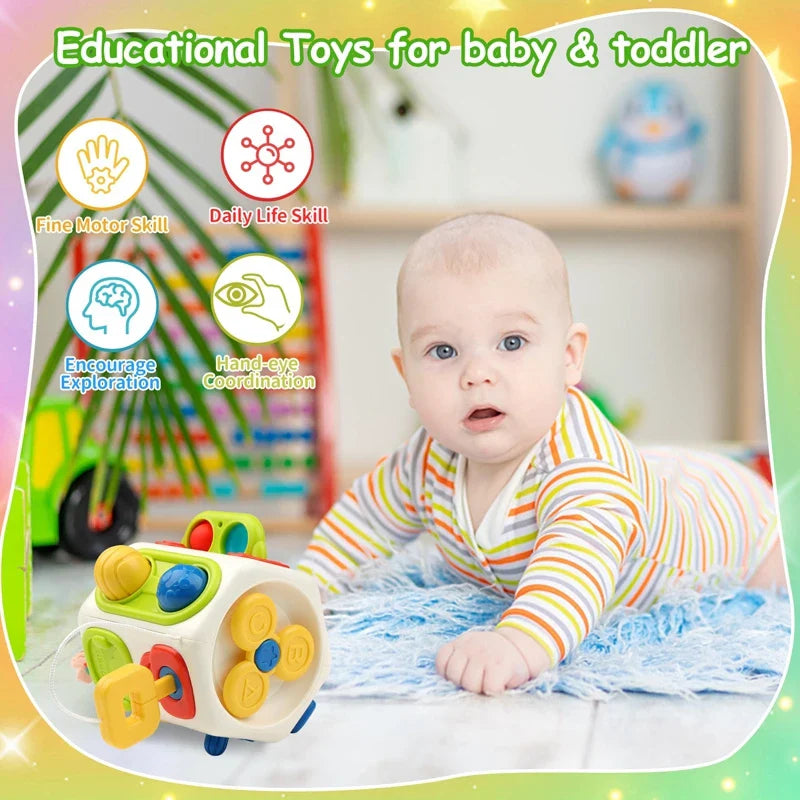 BusyCube – Inteligentna i zabawna – kostka Montessori Fidget 10 w 1