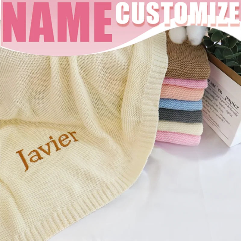 Personalized Baby Blanket – Miękki i wyjątkowy – bawełniany koc z indywidualnym haftem