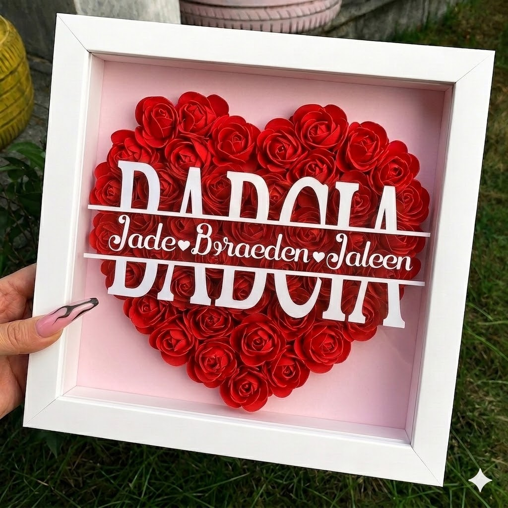Personalized Rose Shadow Box – Wyjątkowy prezent na Dzień Matki – spersonalizowane pudełko z różami