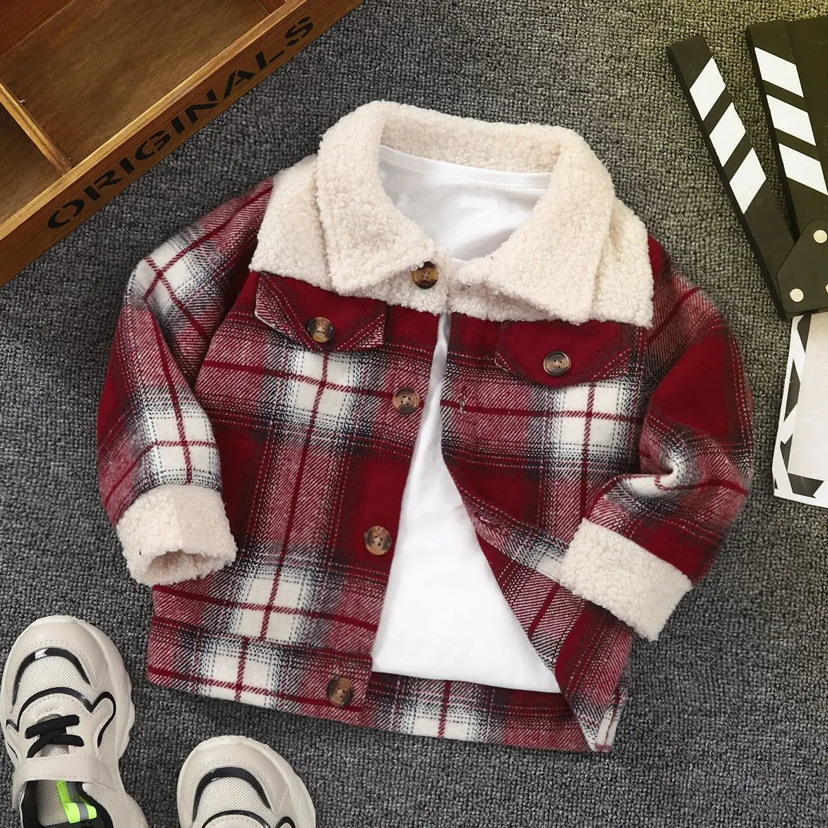 Mini Fashion™ - Ciepła i stylowa kurtka dziecięca w kratkę - Odzież