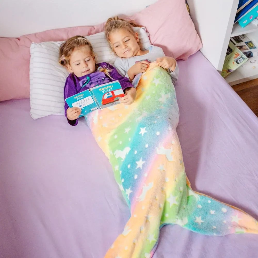 Mini Fashion™ - Świecący koc z ogonem syreny - Śpiwór syrenka