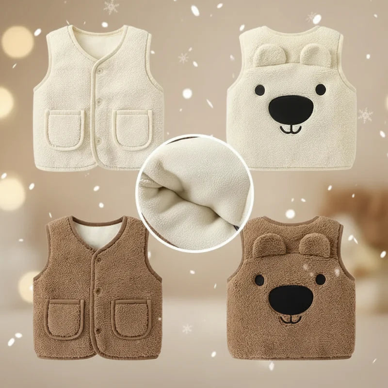 Baby Bear Fleece Vest – Ciepła i miękka – dziecięca kamizelka z motywem misia